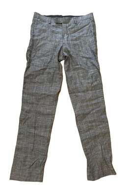 Men’s Banana Republic Standard Fit Gray Plaid Linen Dress Pants 31x34